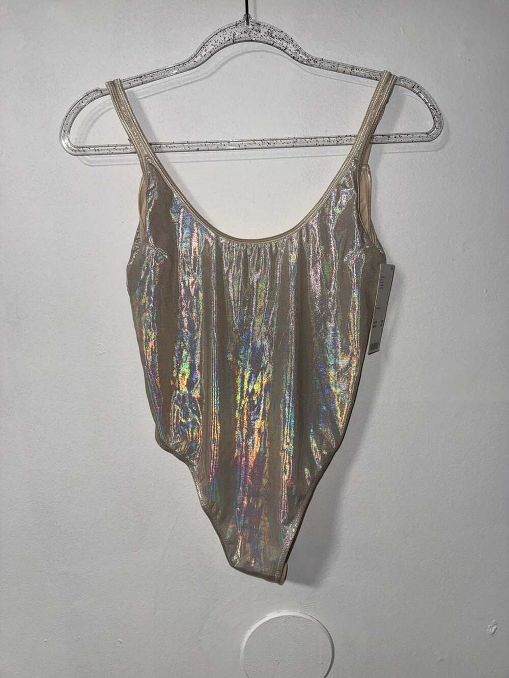 NWT Out From Under Bodysuit Size S Metallic Holographic
